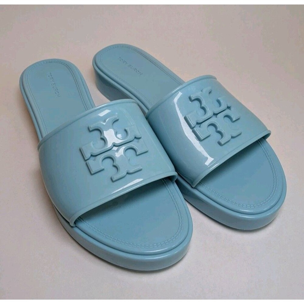 TORY BURCH Eleanor Pool Jelly Slides Sandals 8M Preppy Angelcore Y2K Coquette